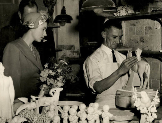 The Queen visiting the Worcester Porcelain.