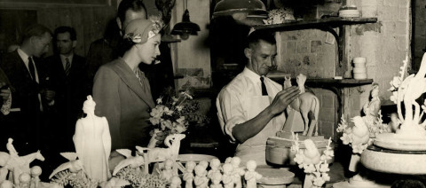 The Queen visiting the Worcester Porcelain.