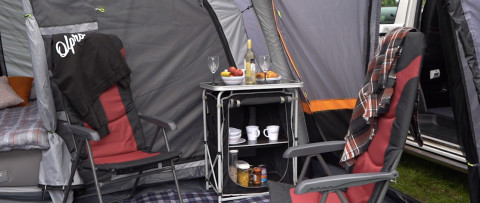 OLPRO Tent and Awning products on display at Castle Farm in Worcestershire